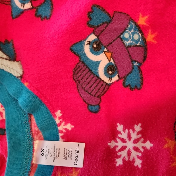 Winter themed Girl's owl pajama set George - Picture 3 of 4